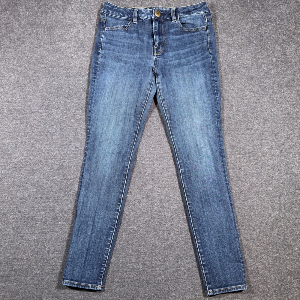 American Eagle Hi-Rise Jegging Womens 4 Blue 360 Super Stretch Skinny Denim Boho